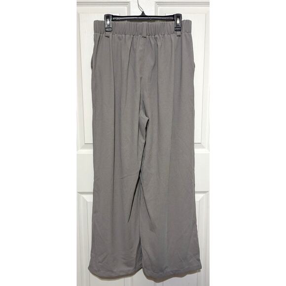 Halara Flex High Waisted Pocket Gray Wide Leg Waffle Career Office Pants, Size L - Picture 6 of 10